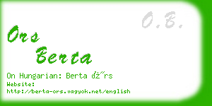 ors berta business card